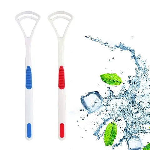 FORU Oral Tongue Cleaner Brush Scraper, 2 pcs(Color & Design May Vary)