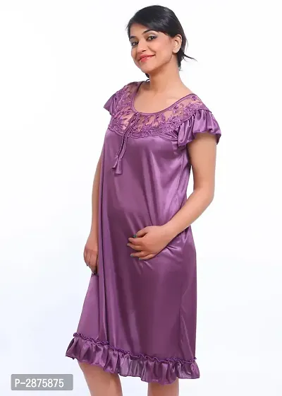 Satin Short Nighty Nightwear-thumb2