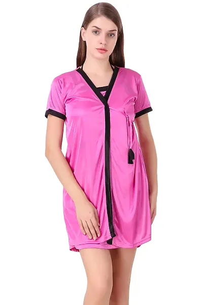 Solid Satin Nightdress for Women