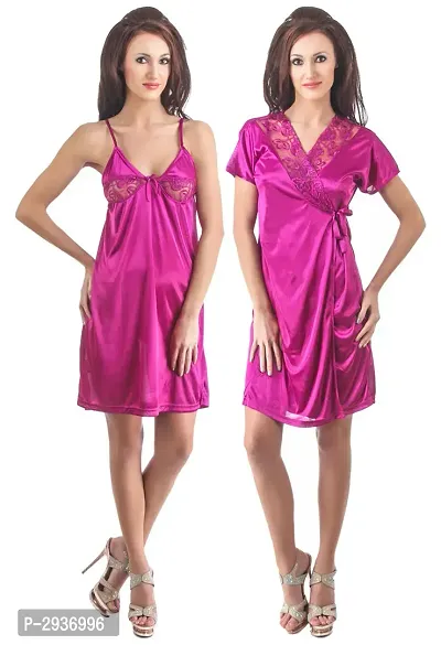 Women's Satin Nightdress Set Of 2-thumb0