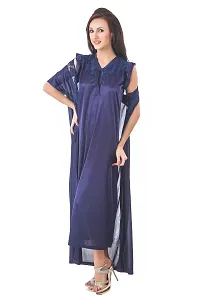 Women Satin Nightwear Sleepwear 2 PCs Set of Nighty, Robe, S-thumb2