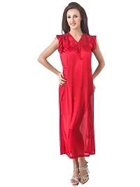 Women Satin Nightwear Sleepwear 2 PCs Set of Nighty, Robe, S-thumb3