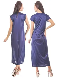 Women Satin Nightwear Sleepwear 2 PCs Set of Nighty, Robe, S-thumb1