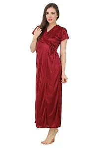 Women Satin Nightwear Sleepwear Wrap Gown S-thumb1