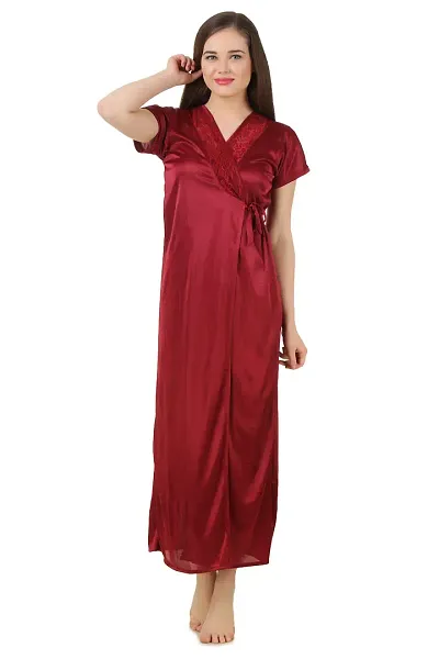 Fasense Stylish Satin Wrap Gown