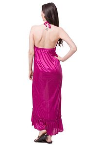 women satin nightwear sleepwear Solid Halter Neck-thumb2