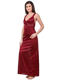 Women Satin Nightwear Sleepwear Solid Long Nighty-thumb1