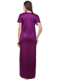 Women Satin Nightwear Sleepwear Solid Long Robe-thumb1