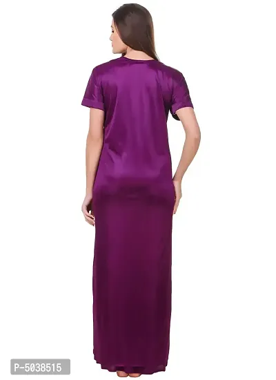 Women Satin Nightwear Sleepwear Solid Long Robe-thumb2