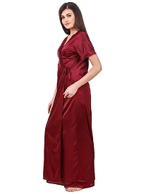 Women Satin Nightwear Sleepwear Solid Long Robe-thumb2