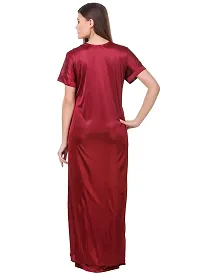 Women Satin Nightwear Sleepwear Solid Long Robe-thumb1