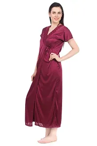 Women Satin Nightwear Sleepwear Long Robe-thumb2