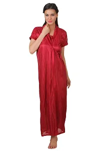 Women Satin Nightwear Sleepwear 2 PCs Set Of Nighty  Robe, D-thumb2