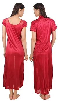 Women Satin Nightwear Sleepwear 2 PCs Set Of Nighty  Robe, D-thumb1