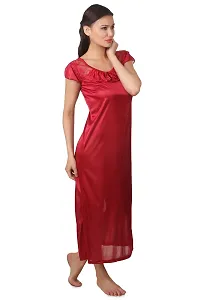 Women Satin Nightwear Sleepwear 2 PCs Set Of Nighty  Robe, D-thumb3