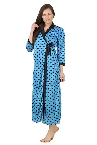 Women Satin Nightwear Sleepwear Wrap Gown-thumb1