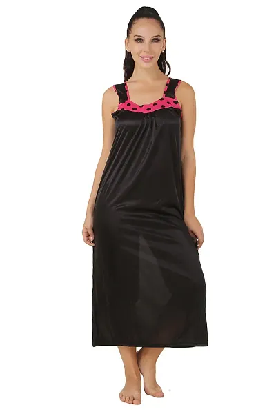 Women Satin Nightwear Sleepwear Long Nighty