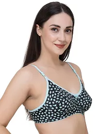 Leaf Print Medium Coverage Wire Free Non Padded Bra (Pack of 4 Color)-thumb2