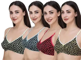 Leaf Print Medium Coverage Wire Free Non Padded Bra (Pack of 4 Color)-thumb4