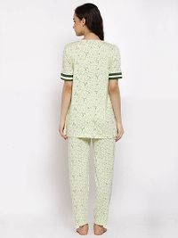 women Sinker Cotton Floral Print Night Suit Top  Pyjama Set-thumb2