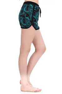 Stylish Green Cotton Printed Lounge Shorts For Women-thumb1