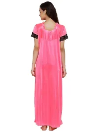 Women Lycra Satin Solid Nightwear Long Nighty-thumb2