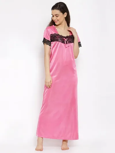 Trendy Satin solid Night Dress /Nighty/Night Gown for Women