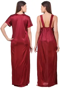 Women Satin Nightwear Sleepwear 2 Pcs Set Of Nighty  Wrap Gown-thumb1