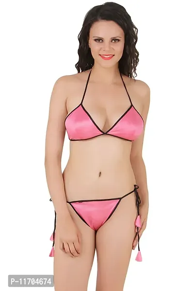 Stylish Pink Bra And Panty Set For Women-thumb0