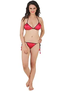 Stylish Red Solid Bra And Panty Set For Women-thumb3