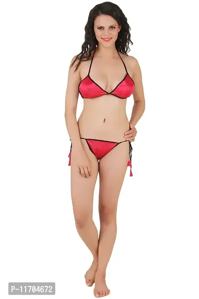 Stylish Red Solid Bra And Panty Set For Women-thumb4