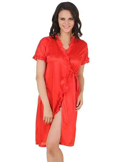 Satin Short Wrap Gown For Women