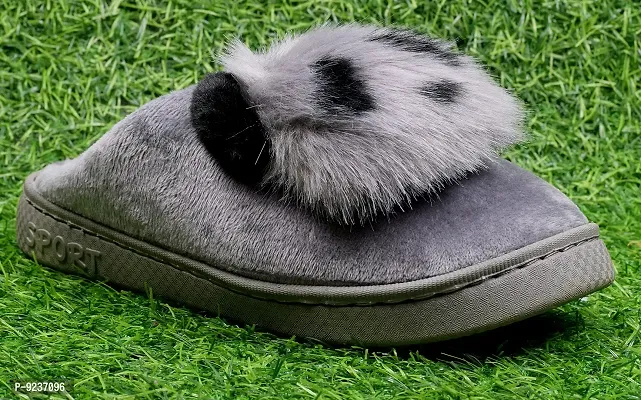 CLYMAA Winter Home Slippers , Non-Slip , Soft ,Fur,Warm with Soft Rubber Sole (WSL21250020GY36)-thumb4