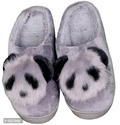 CLYMAA Winter Home Slippers , Non-Slip , Soft ,Fur,Warm with Soft Rubber Sole (WSL21250020GY36)-thumb0