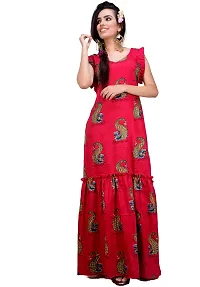 CLYMAA Women's Exclusive Heavy Rayon Printed Sleeveless Long Gown/Party Gown (Available Size L/40, XXL/48)-thumb1