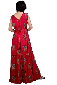 CLYMAA Women's Exclusive Heavy Rayon Printed Sleeveless Long Gown/Party Gown (Available Size L/40, XXL/48)-thumb3