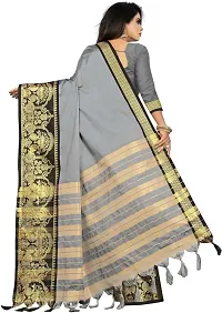 Paramparik Textile | Women's Kanchipuram Silk Saree | Silk Saree Pure Paithani | Style With Blouse Piece (GRY)-thumb1