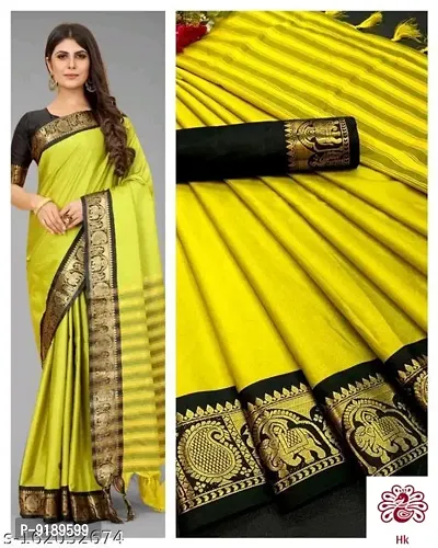 Womens Khadi Silk Handloom Weaving Silk Saree With Rich Contrast Pallu-thumb0
