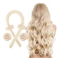 AGASTI Silk curling ribbon, heatless hair curling set with2 Scrunchies, silk satin curler ribbon set, heatless curls(pack of 1) (cream)-thumb2