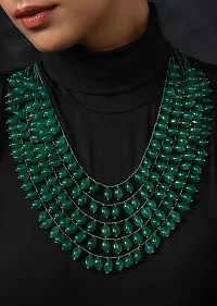 jewel-india Classic opeaq 7 Layer Dark green Semi Precious Necklace for Women-thumb4