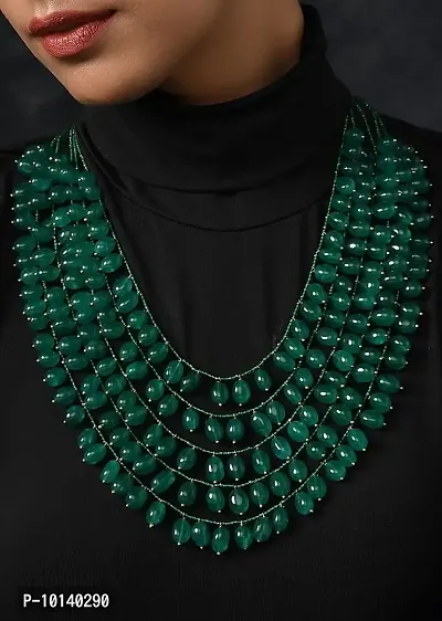 jewel-india Classic opeaq 7 Layer Dark green Semi Precious Necklace for Women-thumb5