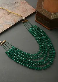 jewel-india Classic opeaq 7 Layer Dark green Semi Precious Necklace for Women-thumb2