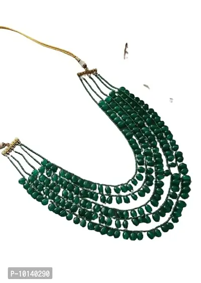 jewel-india Classic opeaq 7 Layer Dark green Semi Precious Necklace for Women-thumb0