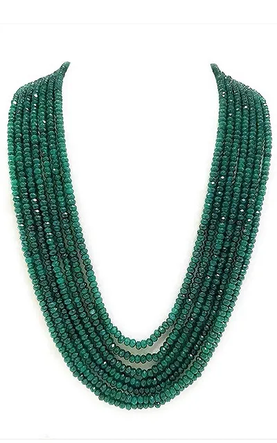 Jewel India Women's Dark Opaque Crystal Layer Semi Precious Necklace