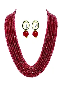 Jewel-India Classicopeaq 7 Layer Base Metal Crystal Dark Ruby Semi Precious Necklace for Women-thumb1