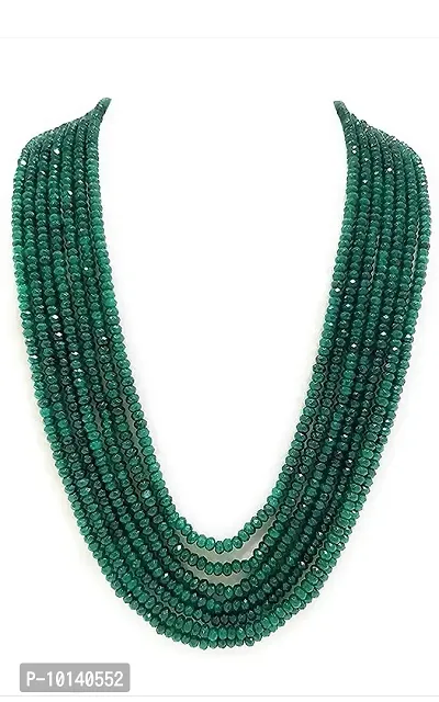 Jewel India Women's Dark Green Opaque Crystal 7 Layer Semi Precious Necklace-thumb0