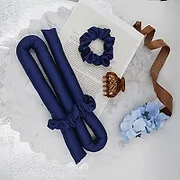 Agasti Silk curling ribbon, heatless hair curling set with2 Scrunchies, silk satin curler ribbon set, heatless curls(pack of 2) (blue,black)-thumb2