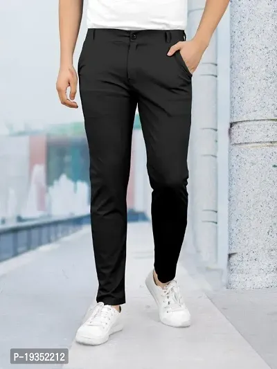 Stylish Black Lyocell Solid Regular Track Pants For Men-thumb4