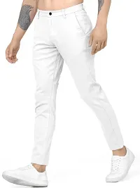 Stylish White Cotton Blend Solid Regular Track Pants For Men-thumb2