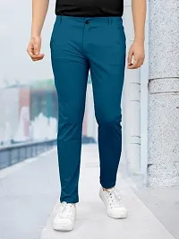 Stylish Turquoise Lyocell Solid Regular Track Pants For Men-thumb4